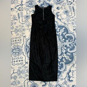 SCOTT MCCLINTOCK Elegant Black Sleeveless Maxi Velour Dress Rhinestones Slit